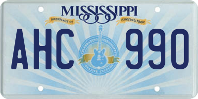 MS license plate AHC990