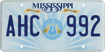MS license plate AHC992
