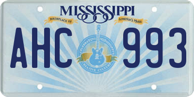 MS license plate AHC993