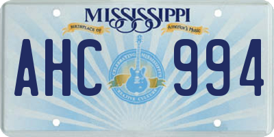 MS license plate AHC994