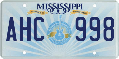 MS license plate AHC998