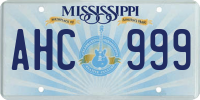 MS license plate AHC999