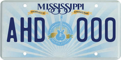 MS license plate AHD000