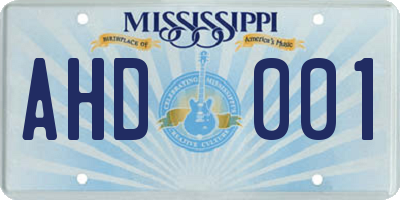 MS license plate AHD001