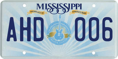 MS license plate AHD006