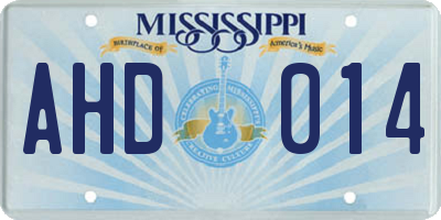 MS license plate AHD014
