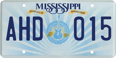 MS license plate AHD015