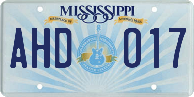 MS license plate AHD017