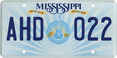 MS license plate AHD022