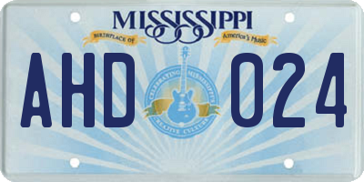 MS license plate AHD024