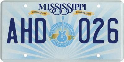MS license plate AHD026