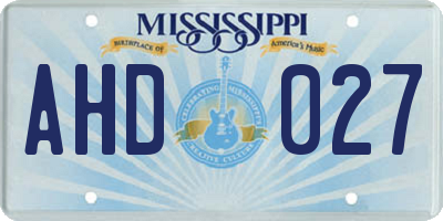 MS license plate AHD027