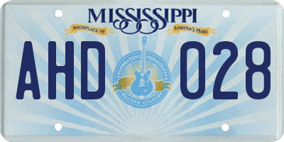 MS license plate AHD028