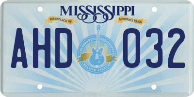 MS license plate AHD032