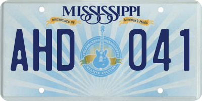 MS license plate AHD041