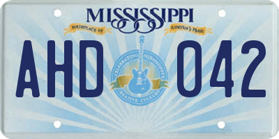 MS license plate AHD042