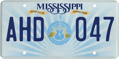 MS license plate AHD047