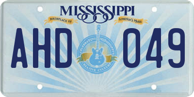 MS license plate AHD049