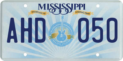 MS license plate AHD050