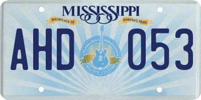 MS license plate AHD053