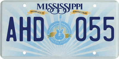 MS license plate AHD055