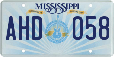 MS license plate AHD058