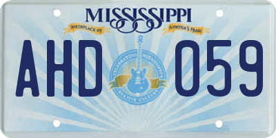 MS license plate AHD059
