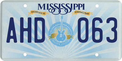 MS license plate AHD063