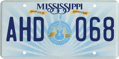 MS license plate AHD068