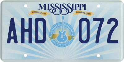 MS license plate AHD072