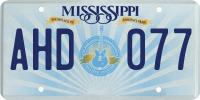 MS license plate AHD077