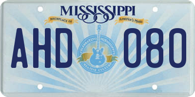 MS license plate AHD080