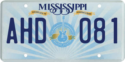 MS license plate AHD081