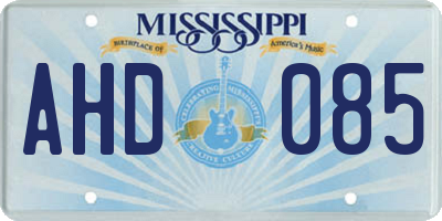 MS license plate AHD085