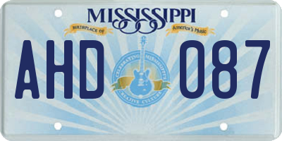 MS license plate AHD087