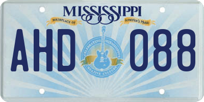 MS license plate AHD088