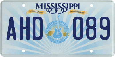 MS license plate AHD089