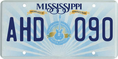 MS license plate AHD090