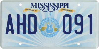 MS license plate AHD091
