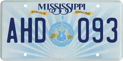 MS license plate AHD093