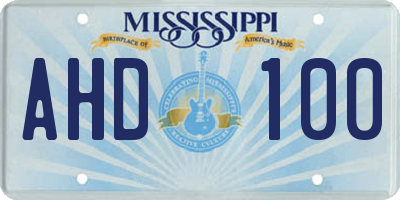 MS license plate AHD100