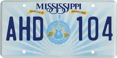 MS license plate AHD104