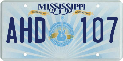 MS license plate AHD107