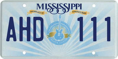 MS license plate AHD111