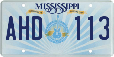 MS license plate AHD113