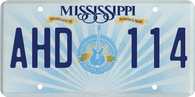 MS license plate AHD114