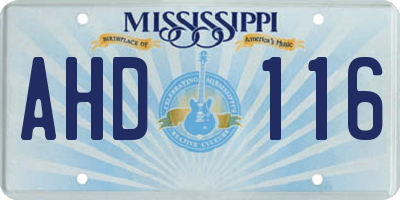 MS license plate AHD116
