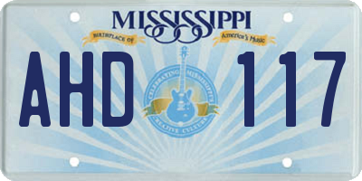 MS license plate AHD117