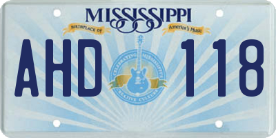 MS license plate AHD118