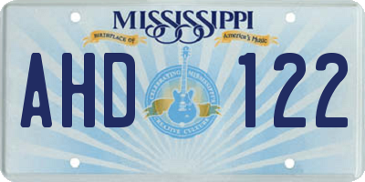 MS license plate AHD122